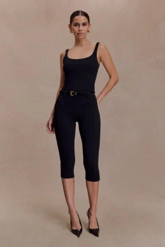 Blanca stretch crêpe capribroek – Zwart