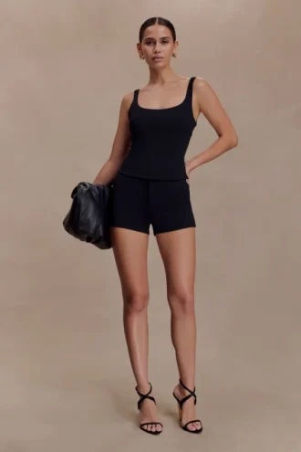 Blanca stretch crêpe shorts – Zwart