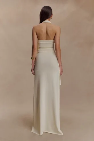 Bowie gebreide maxi-rok met lage taille – ivoor