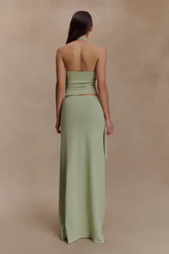 Bowie laag uitgesneden gebreide maxi-rok – pastelgroen