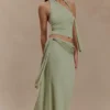 Bowie laag uitgesneden gebreide maxi-rok – pastelgroen