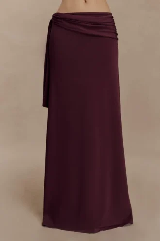 Bowie laaggetailleerde gebreide maxi-rok – donkere chocoladebruin