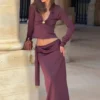 Bowie laaggetailleerde gebreide maxi-rok – donkere chocoladebruin Bowie laaggetailleerde gebreide maxi-rok – donkere chocoladebruin