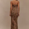 Breanna strapless chiffon maxi-jurk – luipaardprint Breanna strapless chiffon maxi-jurk – luipaardprint
