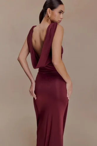 Bridget Slinky Cowl Back Top – Bordeaux