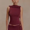 Bridget Slinky Cowl Back Top – Bordeaux