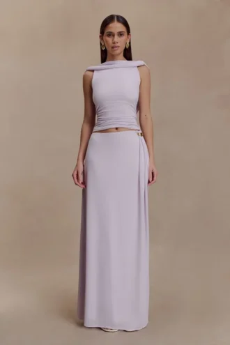Bridget slinky maxi-rok met hardware – Dusty Lilac