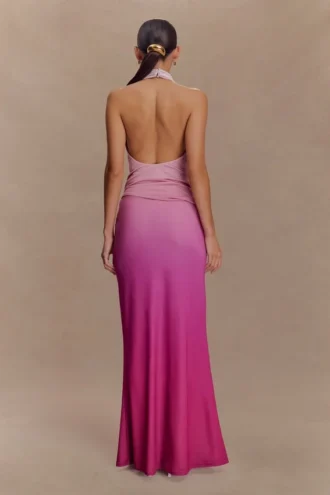 Bruna Slinky Fishtail Maxi-rok – Ombre Roze