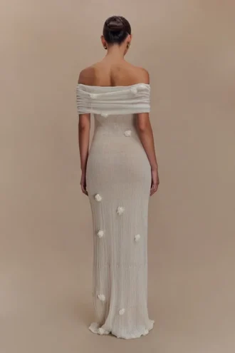 Brynn Orchid gebreide maxi-jurk – ivoor
