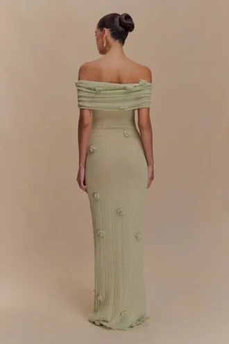 Brynn Orchid gebreide maxi-jurk – pastelgroen