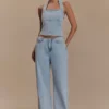 Caitlin Denim-jeans met middelhoge taille – Lichtblauw Caitlin Denim-jeans met middelhoge taille – Lichtblauw