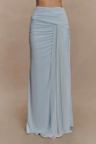 Calandra soepelvallende maxi-rok – lichtblauw