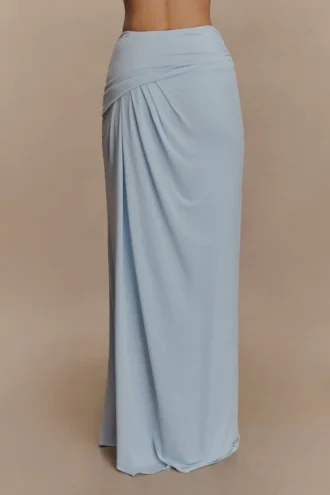 Calandra soepelvallende maxi-rok – lichtblauw