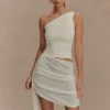 Cali Drape Rokkje gebreide mini-jurk – ivoor Cali Drape Rokkje gebreide mini-jurk – ivoor