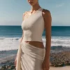 Cali Drape Rokkje gebreide mini-jurk – ivoor Cali Drape Rokkje gebreide mini-jurk – ivoor