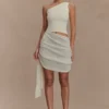 Cali Drape Rokkje gebreide mini-jurk – ivoor Cali Drape Rokkje gebreide mini-jurk – ivoor