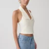 Calla mouwloze haltertop met kraag – ivoor Calla mouwloze haltertop met kraag – ivoor