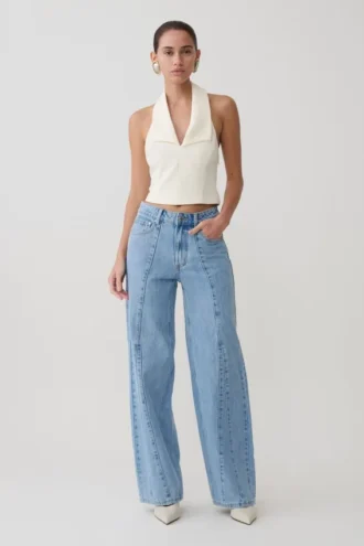 Roy mid-rise Denim-jeans met wijde pijpen – Classic Blue