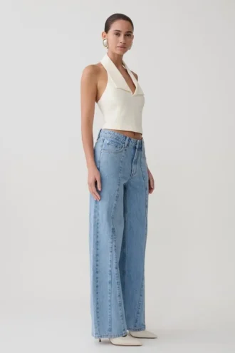 Roy mid-rise Denim-jeans met wijde pijpen – Classic Blue