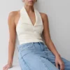 Calla mouwloze haltertop met kraag – ivoor Calla mouwloze haltertop met kraag – ivoor