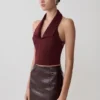 Calla mouwloze haltertop met kraag – Merlot Calla mouwloze haltertop met kraag – Merlot
