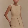 Camilla Bouclé mouwloos vest – Licht taupe