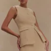 Camilla Bouclé mouwloos vest – Licht taupe