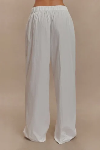 Campbell katoenen broek met wijde pijpen – Wit