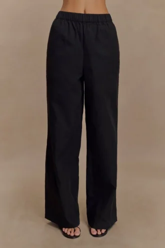 Campbell katoenen broek met wijde pijpen – Zwart
