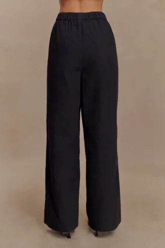 Campbell katoenen broek met wijde pijpen – Zwart