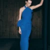 Caprice haltertop maxi-jurk – kobalt Caprice haltertop maxi-jurk – kobalt