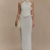 Caprice haltertop maxi-jurk van gebreide stof – Wit