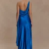 Carah maxi-jurk van satijn en chiffon – kobalt Carah maxi-jurk van satijn en chiffon – kobalt