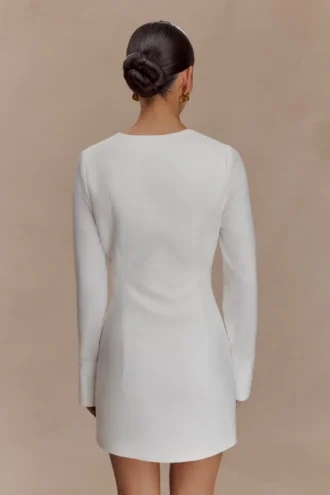 Carina katoenen shirtjurk met peplum – Wit