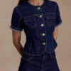 Carlene Denim Shorts met omgeslagen zoom – Indigo Blue Carlene Denim Shorts met omgeslagen zoom – Indigo Blue