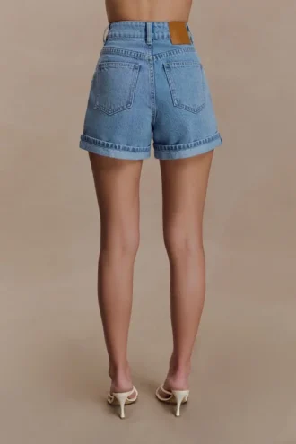Carlene Denim Shorts met omslag – Klassiek blauw