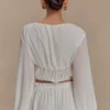 Carlie chiffon top met gekruiste bandjes – ivoor Carlie chiffon top met gekruiste bandjes – ivoor