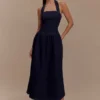 Caroline Denim halter midi-jurk – Indigo blauw Caroline Denim halter midi-jurk – Indigo blauw