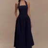 Caroline Denim halter midi-jurk – Indigo blauw Caroline Denim halter midi-jurk – Indigo blauw