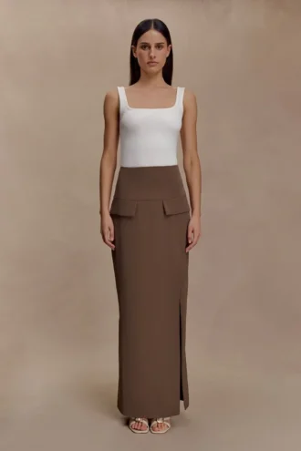 Cassie Column Maxi-rok – Cacaobruin