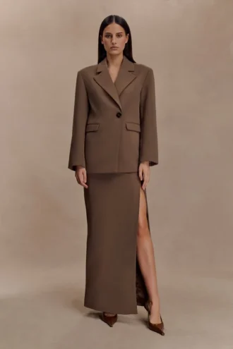 Cassie Column Maxi-rok – Cacaobruin