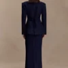 Cassie kolom maxi-rok – marineblauw met krijtstreep Cassie kolom maxi-rok – marineblauw met krijtstreep