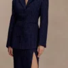 Cassie kolom maxi-rok – marineblauw met krijtstreep Cassie kolom maxi-rok – marineblauw met krijtstreep