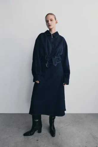 Cecilia Denim A-lijn midirok – Indigoblauw