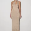 Celestino bloemenprint metallic gebreide maxi-jurk – goud Celestino bloemenprint metallic gebreide maxi-jurk – goud