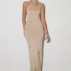 Celestino bloemenprint metallic gebreide maxi-jurk – goud Celestino bloemenprint metallic gebreide maxi-jurk – goud