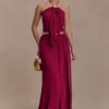 Celina chiffon maxi-rok met overlay – kersenrood Celina chiffon maxi-rok met overlay – kersenrood