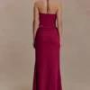 Celina chiffon maxi-rok met overlay – kersenrood Celina chiffon maxi-rok met overlay – kersenrood