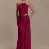 Celina chiffon maxi-rok met overlay – kersenrood Celina chiffon maxi-rok met overlay – kersenrood