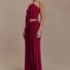 Celina chiffon maxi-rok met overlay – kersenrood Celina chiffon maxi-rok met overlay – kersenrood
